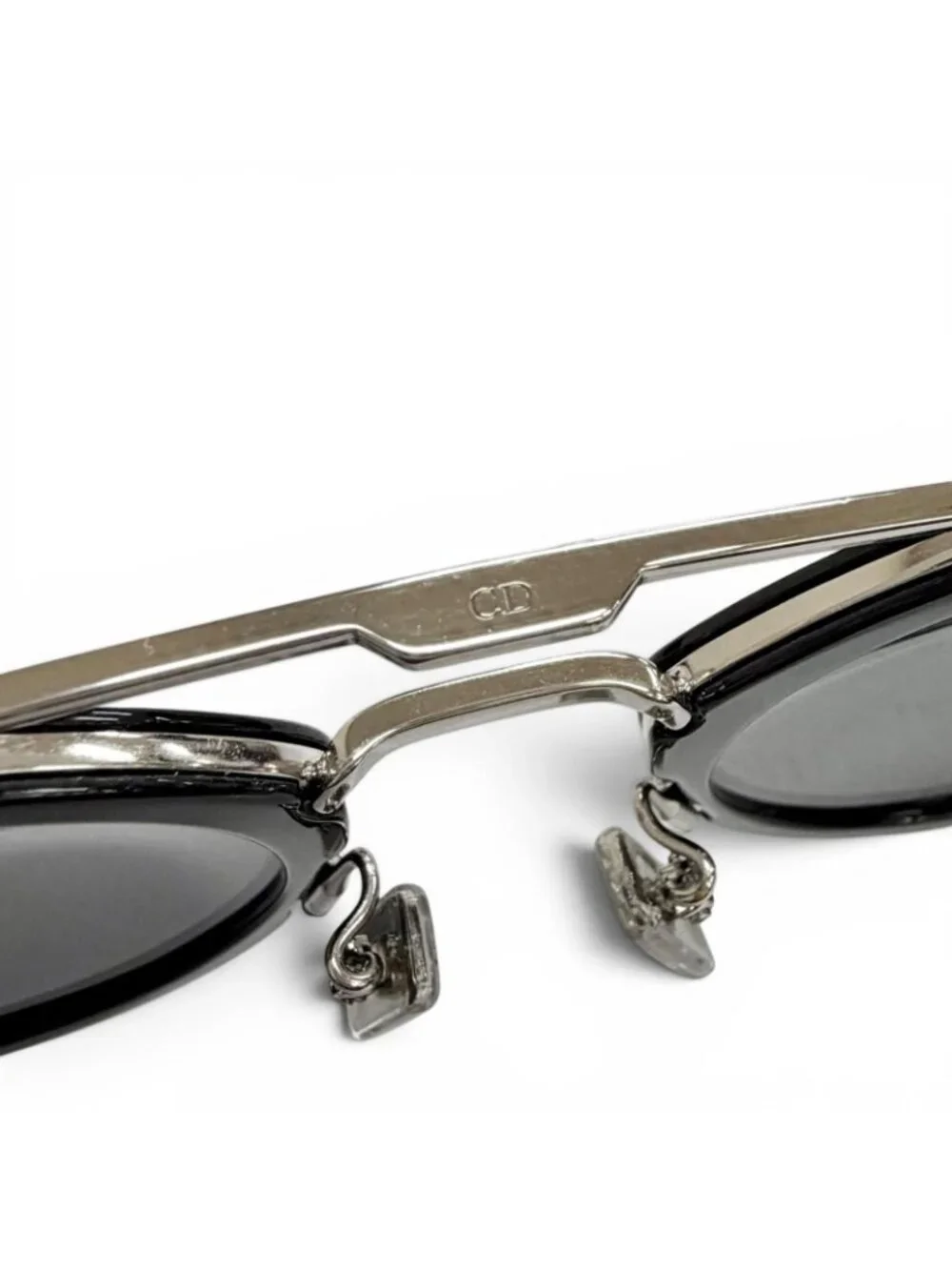 Dior Homme Blacksuit R7u Pantos Two Bridge Round Sunglasses Black Silver Eyewear